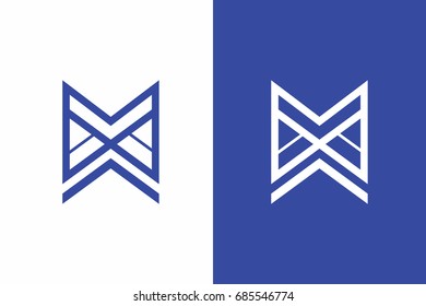 Blue geometric initial logo M