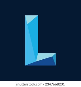 Blue Geometric L | Modern Alphabet Vector Artwork