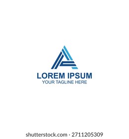 Blue geometric A made of angled line shapes forming a clean modern professional logo.
