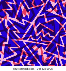 Blue geometric mosaic. Seamless pattern