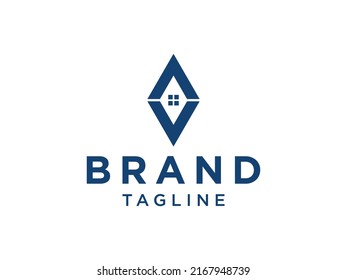 Blue Geometric Origami Abstract House Logo. Usable for Business, Real Estate, Architecture, Construction and Building Logos. Flat Vector Logo Design Template Element.
