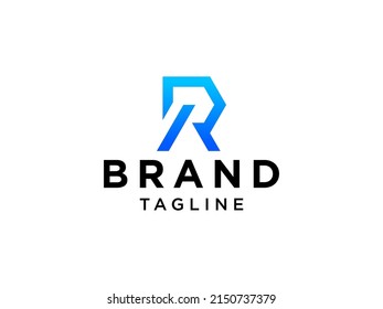 Blue Geometric Origami Arrows Initial Letter R Logo. Usable for Business, Real Estate, Architecture and Building Logos. Flat Vector Logo Design Template Element.
