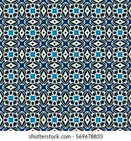 blue geometric ornamental mosaic pattern tiled background
