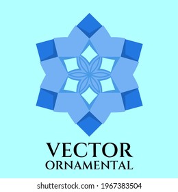 Blue geometric ornamental symbol vector art, Hexagon shape. Perfect for decoration.