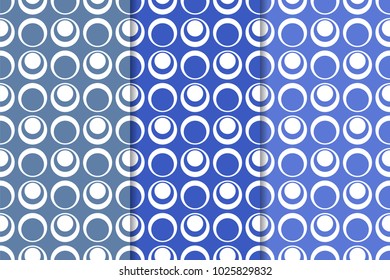 Blue geometric ornaments. Set of vertical seamless patterns for web, textile and wallpapers