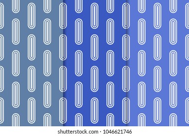 Blue geometric ornaments. Set of vertical seamless patterns for web, textile and wallpapers