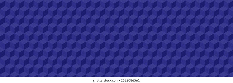 Blue Geometric Pattern With 3d Cube. Abstract Vector Background.  Optical Illusion Design With Blue Cube Texture. Graphic Bg With Tile And Geometry Block. Rectangle Shape Wallpaper. Mosaic Hexagon.