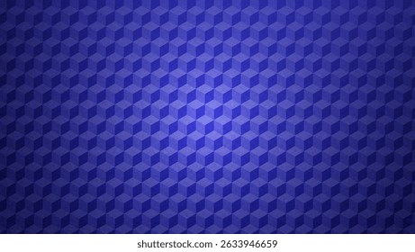 Blauw geometrisch patroon met 3D Cube. Abstracte vectorachtergrond.  Optische illusie ontwerp met blauwe kubus textuur. Grafische tas met tegel en geometrie blok. Rechthoekige vorm behang. Mozaïek Hexagon.