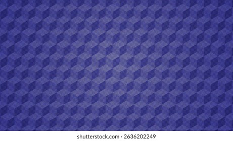 Blue Geometric Pattern With 3d Cube. Abstract Vector Background.  Optical Illusion Design With Blue Cube Texture. Graphic Bg With Tile And Geometry Block. Rectangle Shape Wallpaper. Mosaic Hexagon.