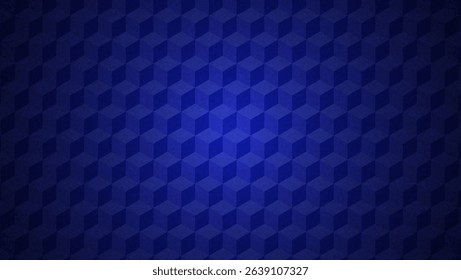 Blue Geometric Pattern With 3d Cube. Abstract Vector Background.  Optical Illusion Design With Blue Cube Texture. Graphic Bg With Tile And Geometry Block. Rectangle Shape Wallpaper. Mosaic Hexagon.