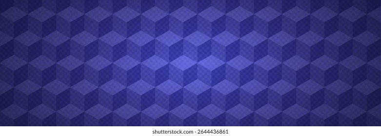 Blue Geometric Pattern With 3d Cube. Abstract Vector Background.  Optical Illusion Design With Blue Cube Texture. Graphic Bg With Tile And Geometry Block. Rectangle Shape Wallpaper. Mosaic Hexagon.