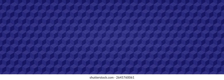 Blue Geometric Pattern With 3d Cube. Abstract Vector Background.  Optical Illusion Design With Blue Cube Texture. Graphic Bg With Tile And Geometry Block. Rectangle Shape Wallpaper. Mosaic Hexagon.