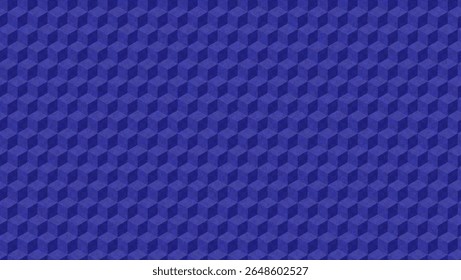 Blauw geometrisch patroon met 3D Cube. Abstracte vectorachtergrond.  Optische illusie ontwerp met blauwe kubus textuur. Grafische tas met tegel en geometrie blok. Rechthoekige vorm behang. Mozaïek Hexagon.