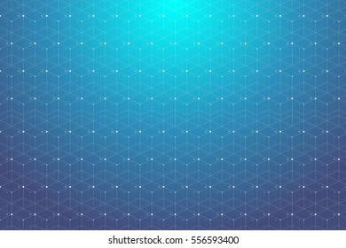 Blue geometric pattern with connected lines and dots. Graphic background connectivity. Modern stylish polygonal backdrop communication compounds for your design. Lines plexus. Vector illustration