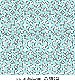 Blue  Geometric pattern. Traditional Arabic or Islamic seamless ornament.