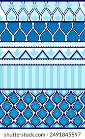 Blue geometric patterns that are traditional, ethnic, Navajo, or Native American Indian. designs for clothing, curtains, carpets, sarongs, Hmong, and fabric edges.