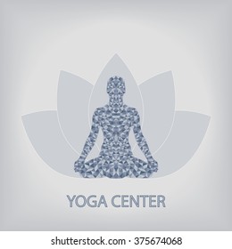 Blue Geometric Polygon Low poly Vector illustration of Yoga pose