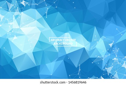 Blue Geometric Polygonal background molecule and communication. Connected lines with dots. Minimalism background. Concept of the science, chemistry, biology, medicine, technology.