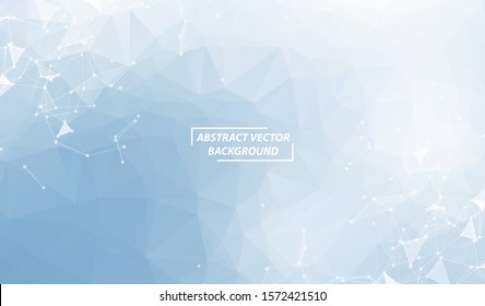Blue Geometric Polygonal background molecule and communication. Connected lines with dots. Minimalism background. Concept of the science, chemistry, biology, medicine, technology.