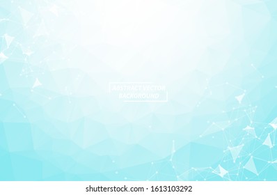 Blue Geometric Polygonal background molecule and communication. Connected lines with dots. Minimalism background. Concept of the science, chemistry, biology, medicine, technology.