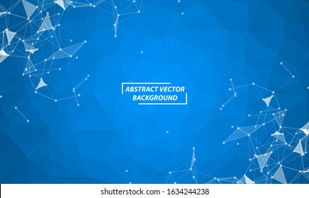 Blue Geometric Polygonal background molecule and communication. Connected lines with dots. Minimalism background. Concept of the science, chemistry, biology, medicine, technology.