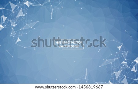 Blue Geometric Polygonal background molecule and communication. Connected lines with dots. Minimalism background. Concept of the science, chemistry, biology, medicine, technology.
