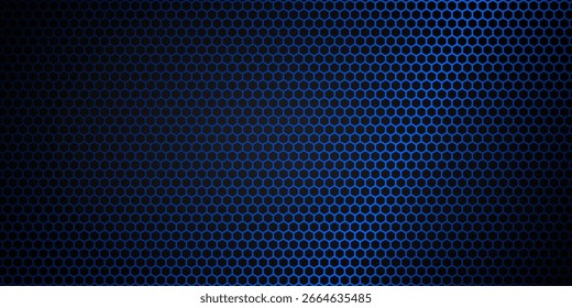 Blue geometric polygons background, hexagon symbol, abstract black metallic wallpaper. vector illustration