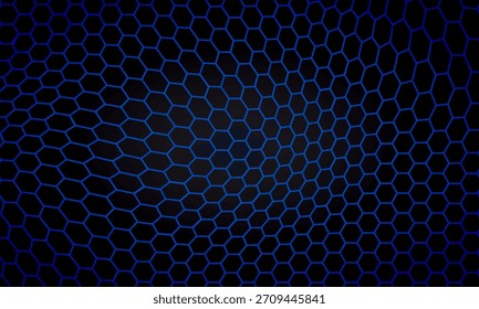 Fundo de polígonos geométricos azuis, símbolo hexágono, papel de parede metálico preto abstrato. vetor Eps 10
