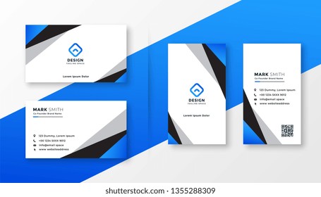 blue geometric professional business card design