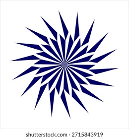 Patrón radial geométrico azul del estallido estelar en un fondo blanco