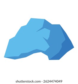 La formación de roca geométrica azul está flotando sobre un fondo blanco