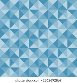 Blue geometric seamless mosaic pattern with triangles, small tile, vector