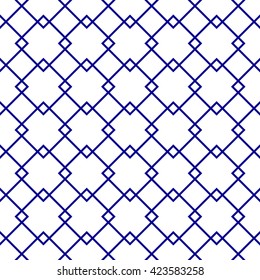 Blue geometric seamless ornament pattern. Vector background.