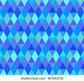 Blue Geometric Seamless Pattern. Abstract Background with Geometric Shape of Rhombus and Triangles. 