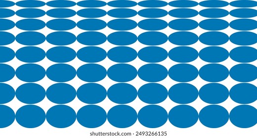 Blue geometric seamless pattern of asymmetry circles bold shapes. Brutalist swiss style ornament repeating print. Perfect for background, wallpaper, textile, craft, package etg. Vector illustration