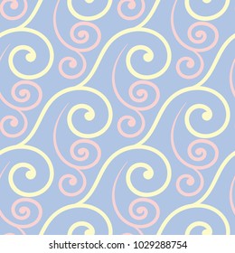 Blue geometric seamless pattern. Background with beige and pink elements for wallpapers, textile and fabrics