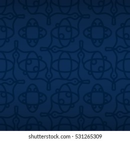 Blue geometric seamless pattern background in tribal style.