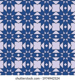 Blue geometric seamless pattern. Decorative web wallpaper, fabric or paper. Vector star with repeat.