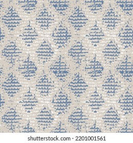 blue geometric seamless pattern made in ikat technique. Seamless surface geometric design. Repeating tiles ornament background. textures.symmetric shapes pattern