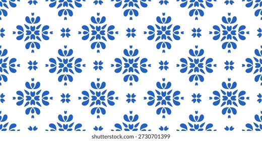 Padrão sem emenda geométrica azul, Cerâmica Mediterrânea. Siciliano, português, azulejo espanhol design tradicional, cerâmica de porcelana. Vetor isolado no plano de fundo branco