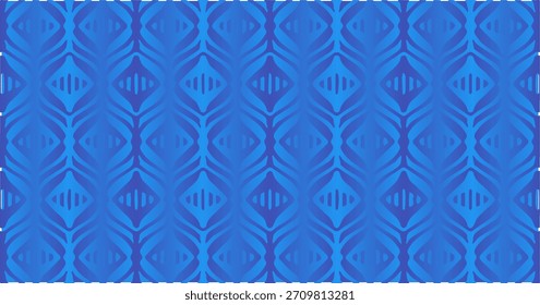 Blue geometric seamless pattern with repeating diamond-like shapes in modern abstract style.