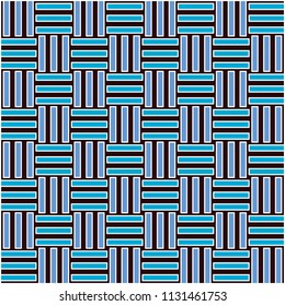 blue geometric seamless pattern and simple weave regular on black background
