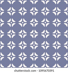 Blue geometric seamless pattern. Vector abstract ornamental texture with diamond shapes, rhombuses, stars, grid, mesh. Elegant repeat background in oriental style. Design for decor, textile, curtain