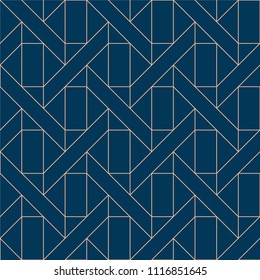 Blue geometric seamless pattern vector. blue line background. Vintage graphic elements.