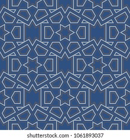 Blue geometric seamless pattern for wallpapers, textile and fabrics