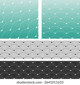 Blue geometric seamless repetitive Colorful vector curvy waves pattern texture background.