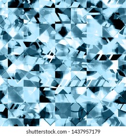 Blue geometric seamless texture. Different shapes mix random. No gradient. Abstract vector background for web page, banners backdrop, fabric, home decor, wrapping
