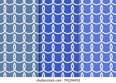 Blue geometric set of vertical seamless patterns for web, textile and wallpapers