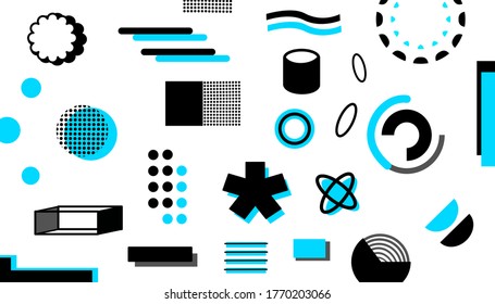 Blue geometric shapes element. Editable and removal background. Vector illustration