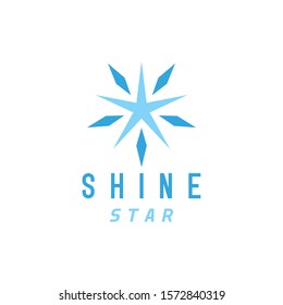 Blue Geometric Shine Star Logo Design